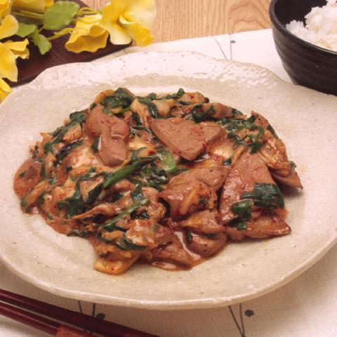 レバニラ炒め キムチ味
